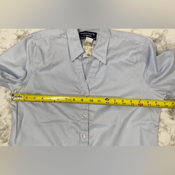 American Airlines Women's Button Up Collared Short Sleeve Blue Shirt Size 6 - Picture 12 of 15